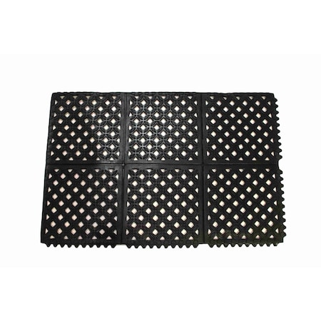 Rhino Mats E-Series Drainage Mat, Rubber, Drainage Holes, 2 ft W x 3 ft L, Black DX-2436B